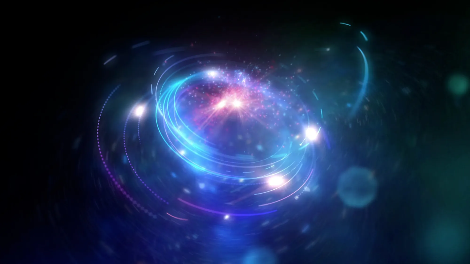 Éclats lumineux dans l'espace sombre